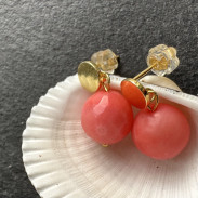 Серьги с Кораллом натуральным из серебра в позолоте